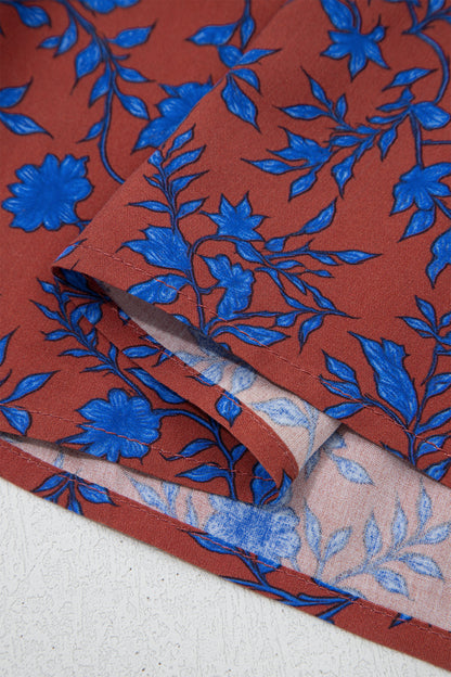 Floral Tiered 3/4 Puff Sleeve Midi Dress