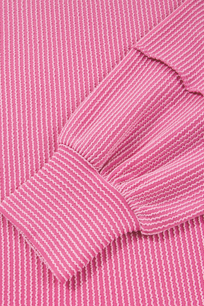 Plus Size Corded Knit Reverse Seam Long Sleeve Top