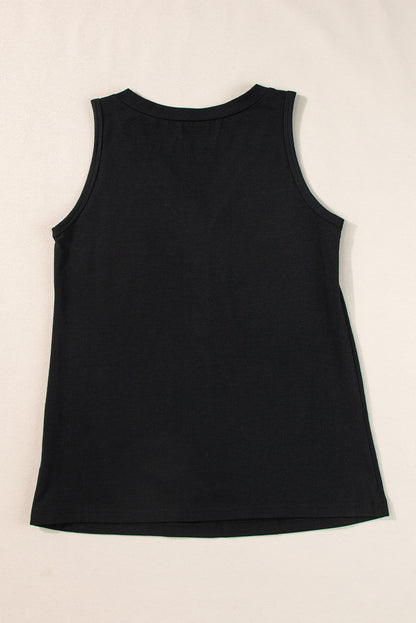 Half Buttoned V-Neck Tank Top