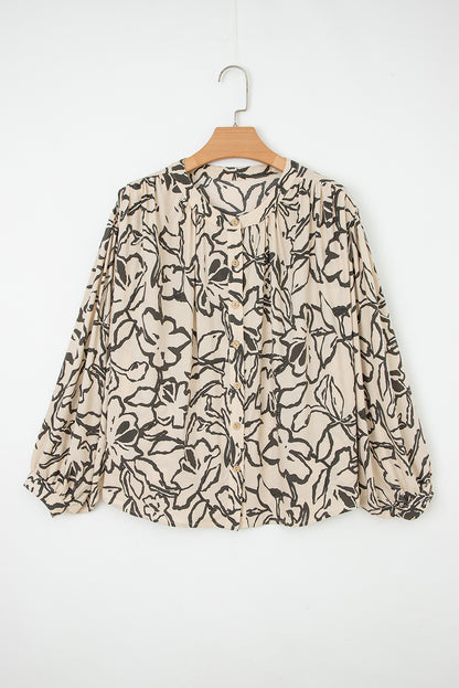 Floral Batwing Sleeve Button-Up Shirt