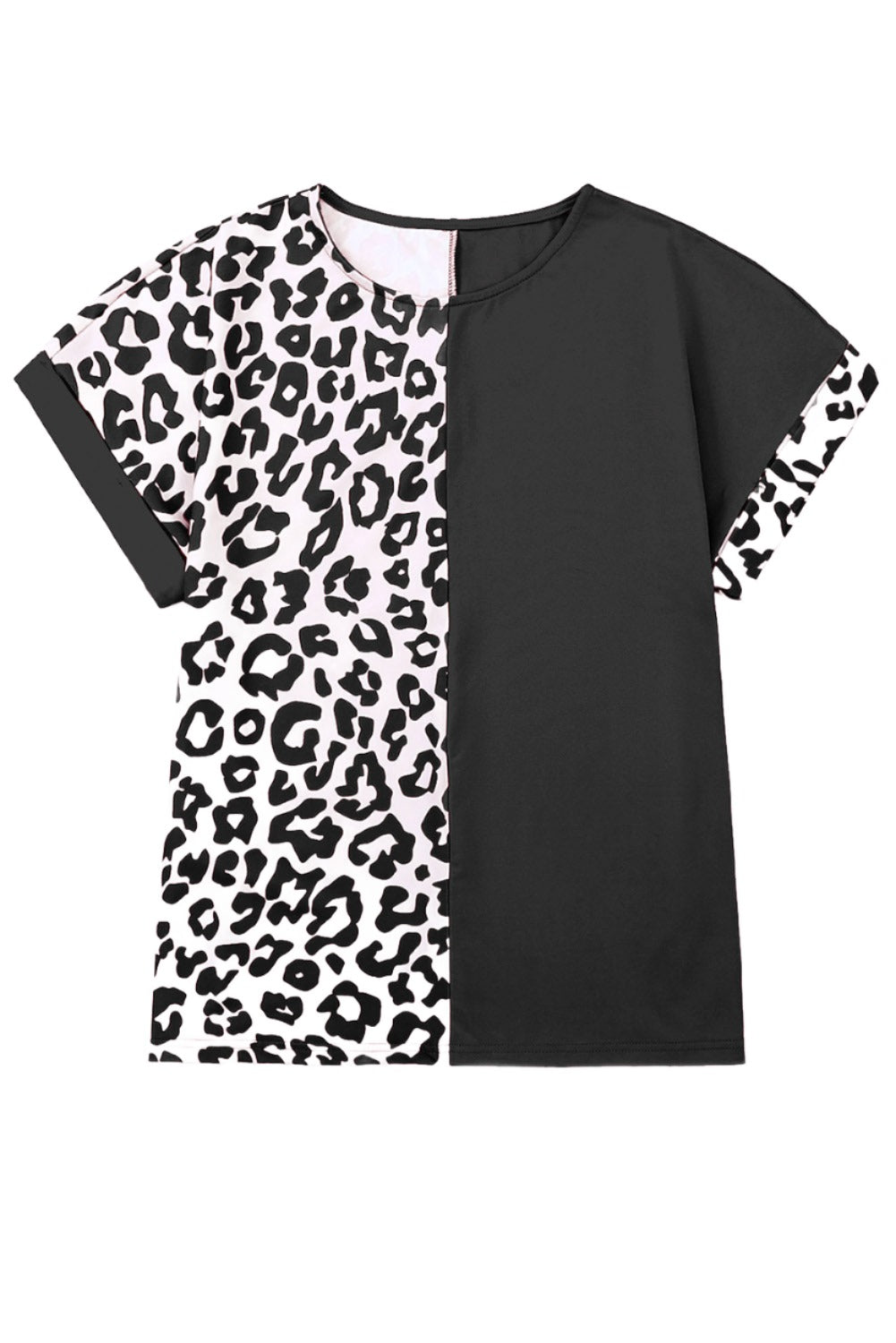 Leopard Colorblock Short Sleeve Top