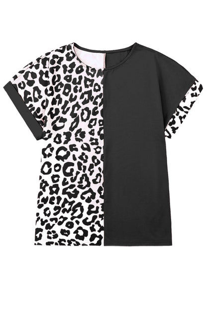 Leopard Colorblock Short Sleeve Top