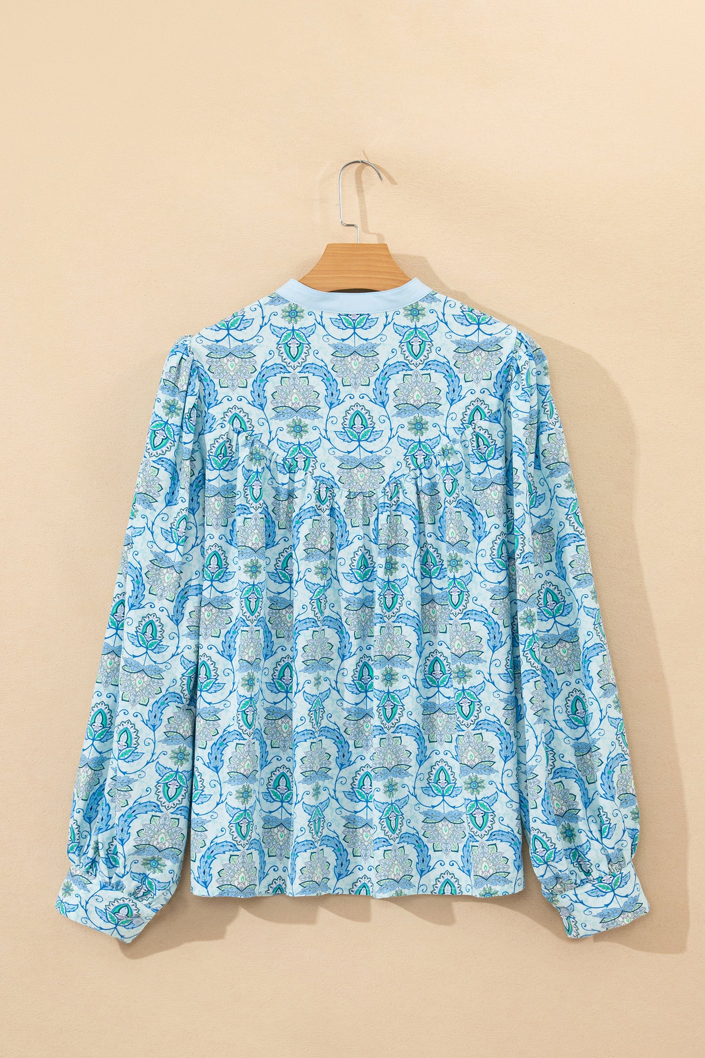 Paisley Long Puff Sleeve Buttoned Shirt