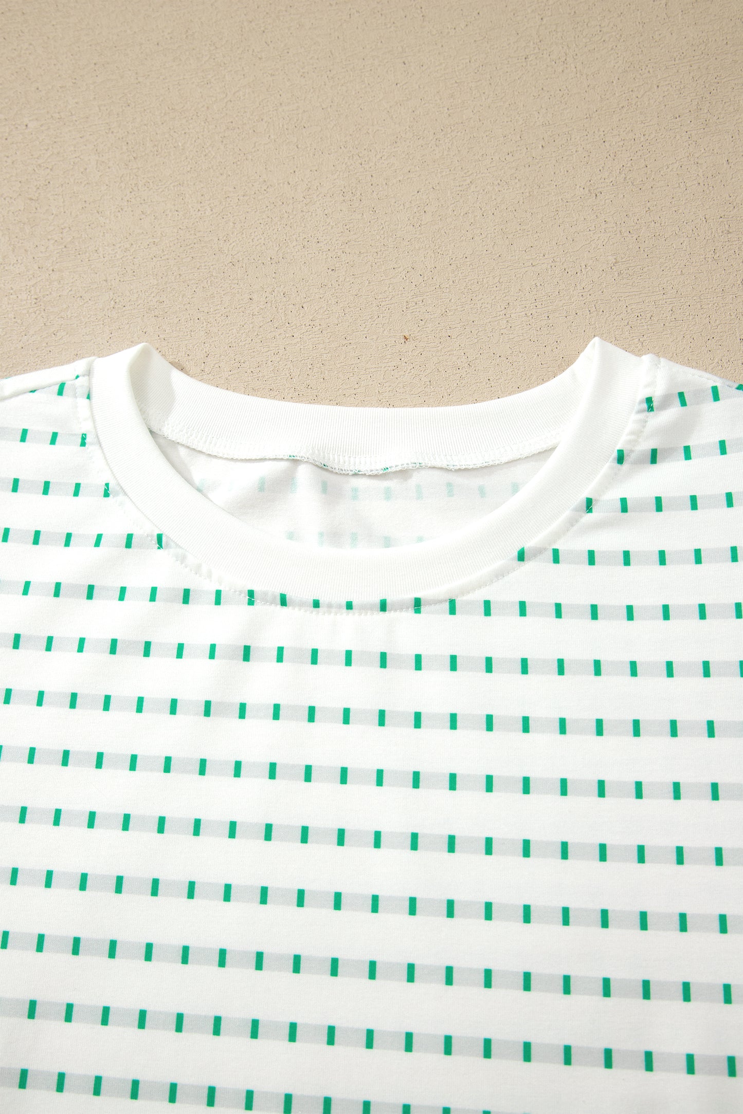 Stripe Patchwork Short Puff Sleeve Top