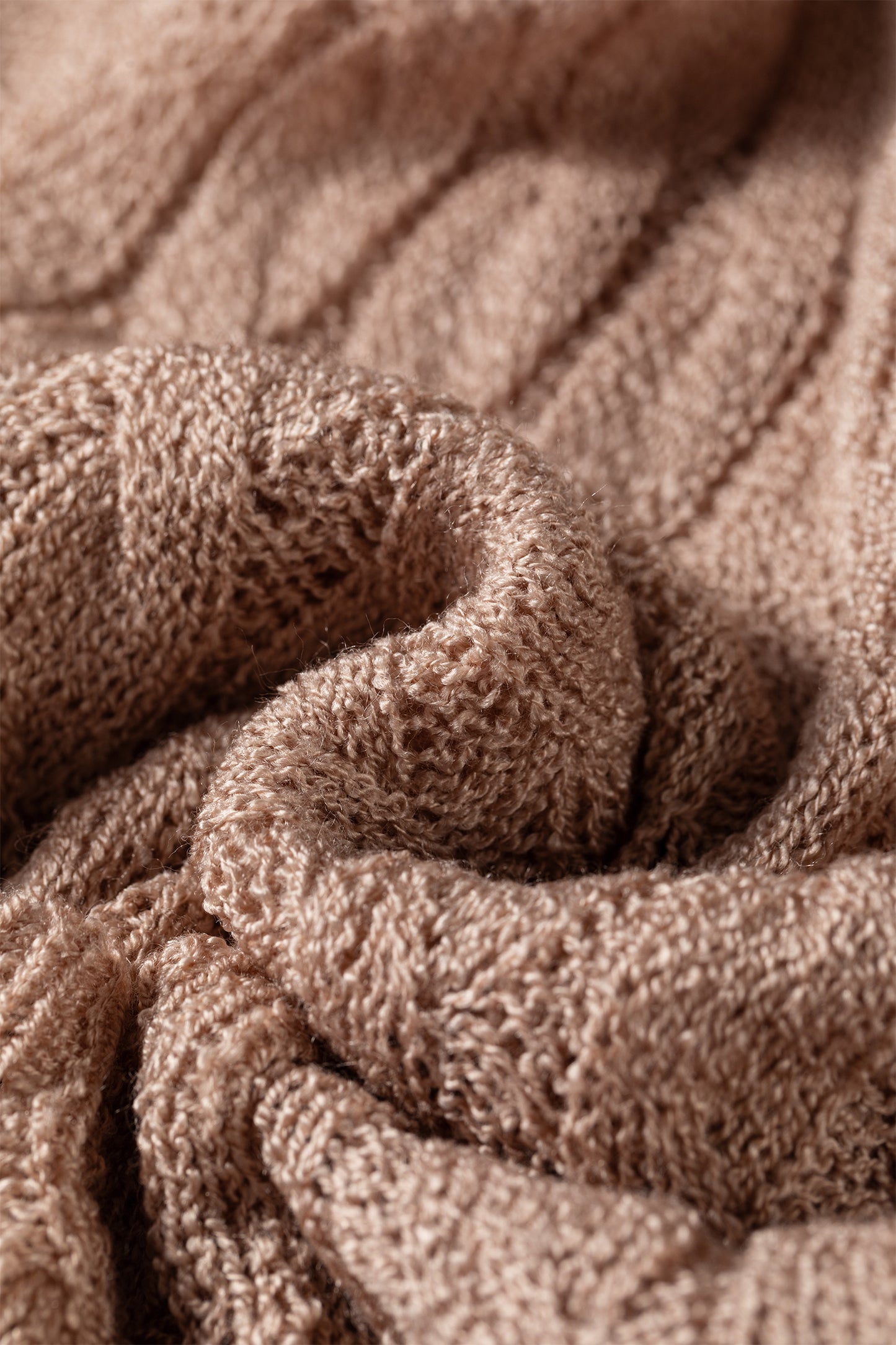 Solid Hollowed Knit Drop Shoulder Open Cardigan