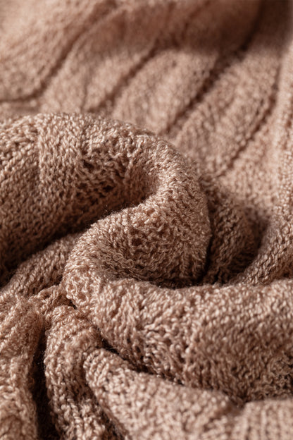 Solid Hollowed Knit Drop Shoulder Open Cardigan