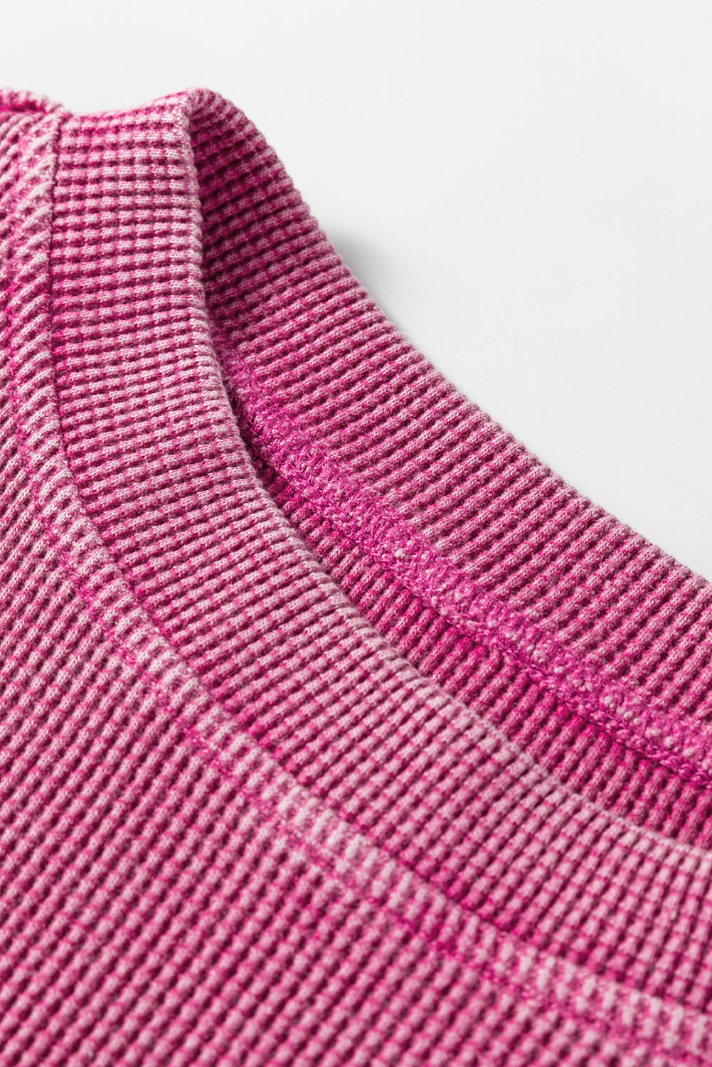 Waffle Knit Patchwork Long Sleeve Top