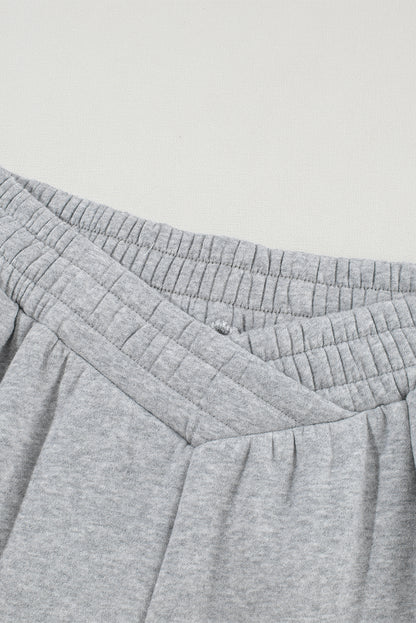 Solid Crisscross Elastic High Waist Sweatpants