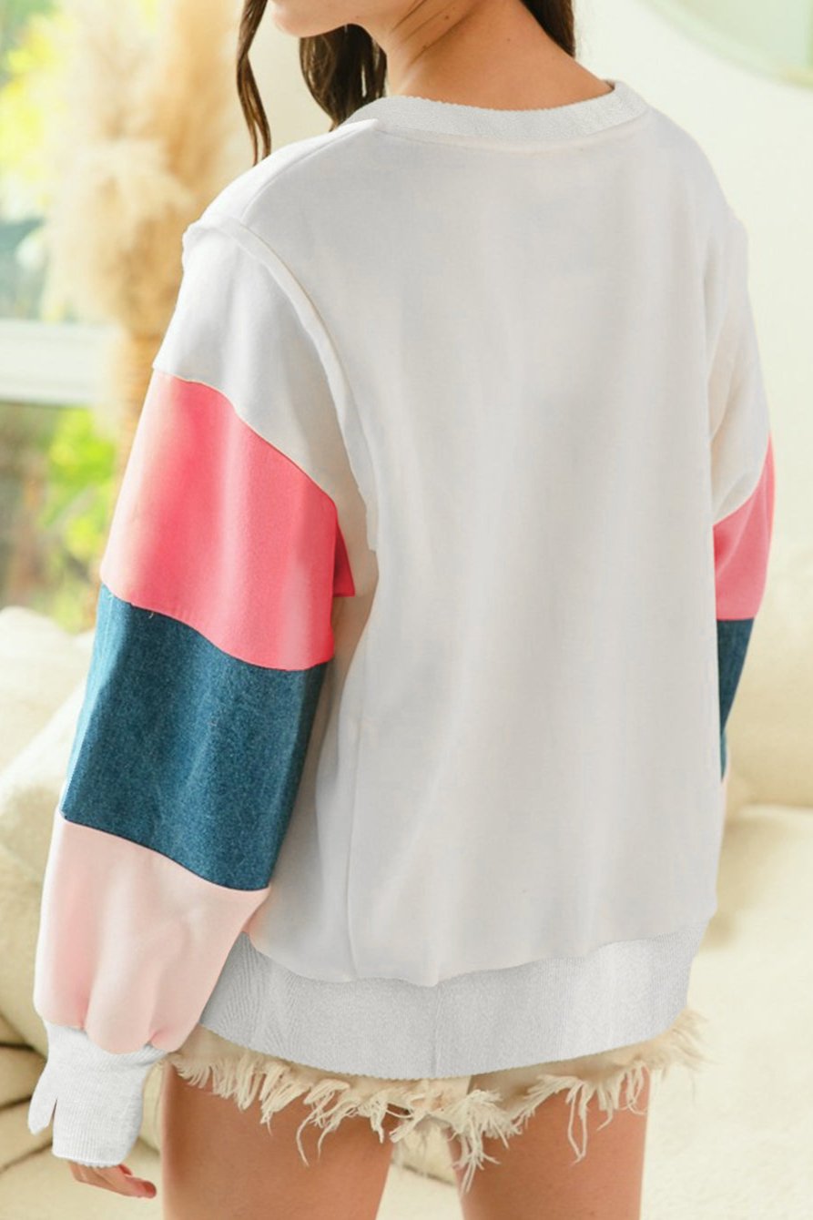 French Terry Colorblock Long Sleeve Top