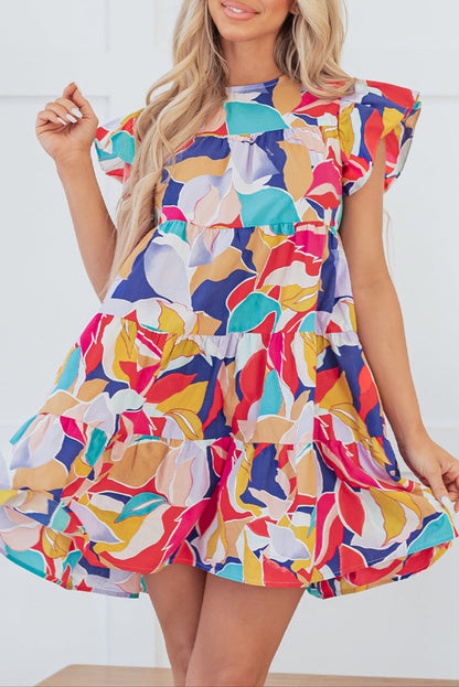 Abstract Tiered Mini Dress