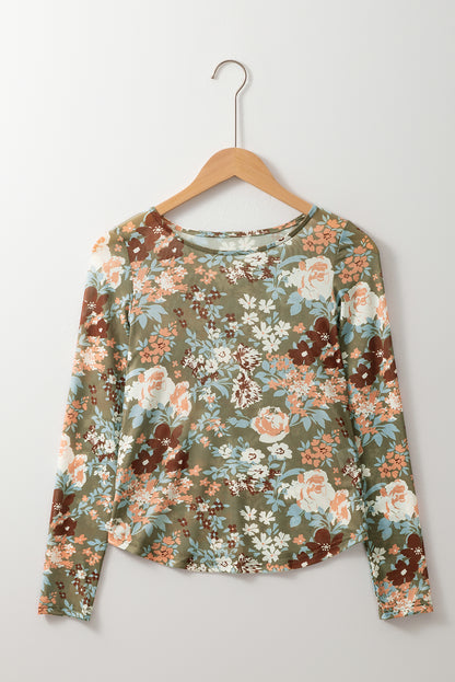 Floral Mesh Long Sleeve Top