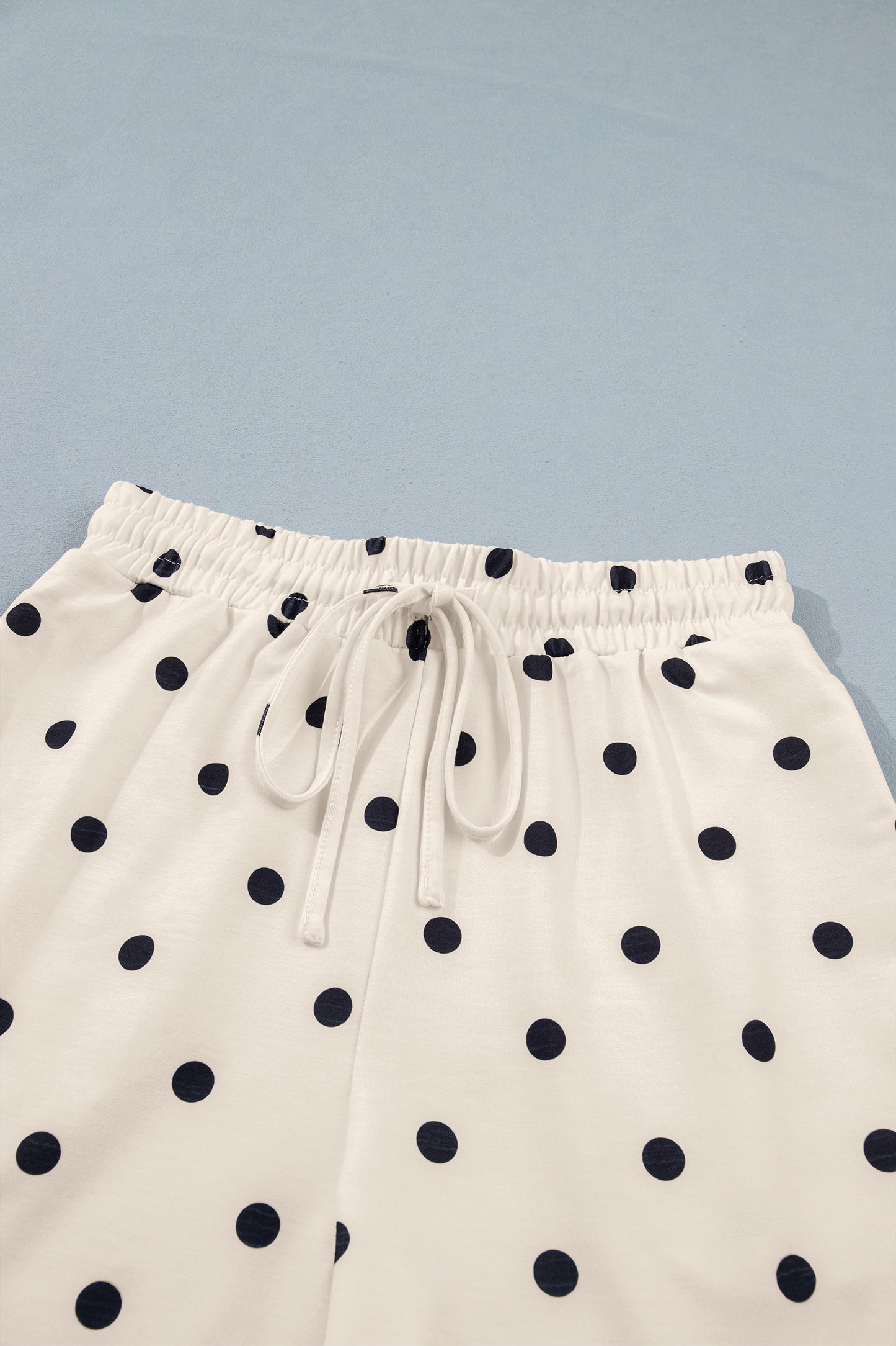 Polka Dot Loose Tee & Drawstring Shorts Set
