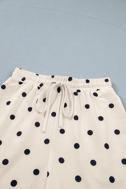 Polka Dot Loose Tee & Drawstring Shorts Set