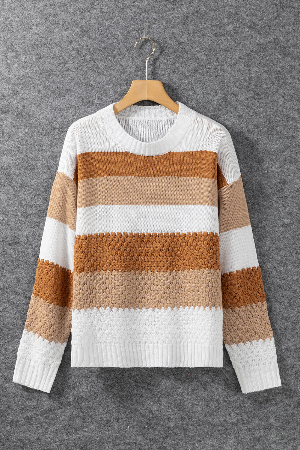 Stripe Cable Drop Shoulder Sweater