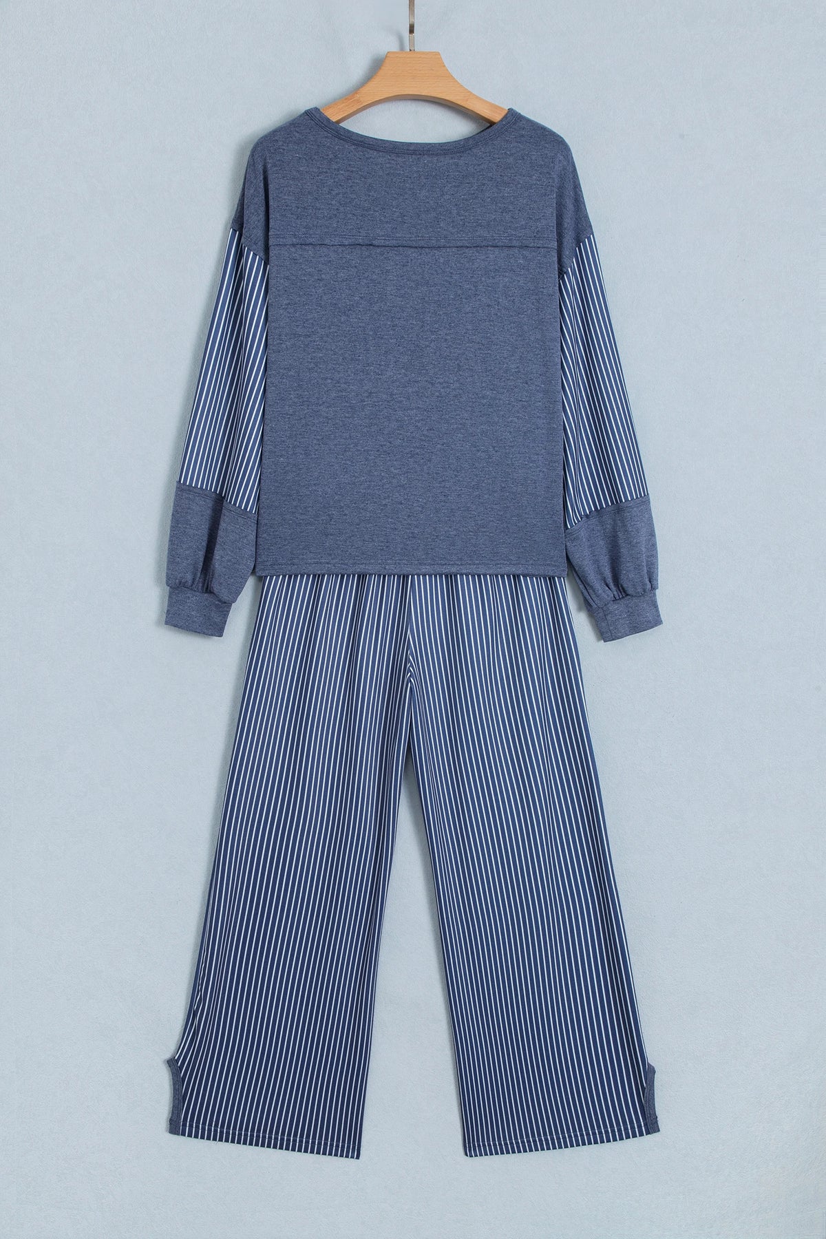 Stripe Patchwork Raw Seam Top & Pants Set
