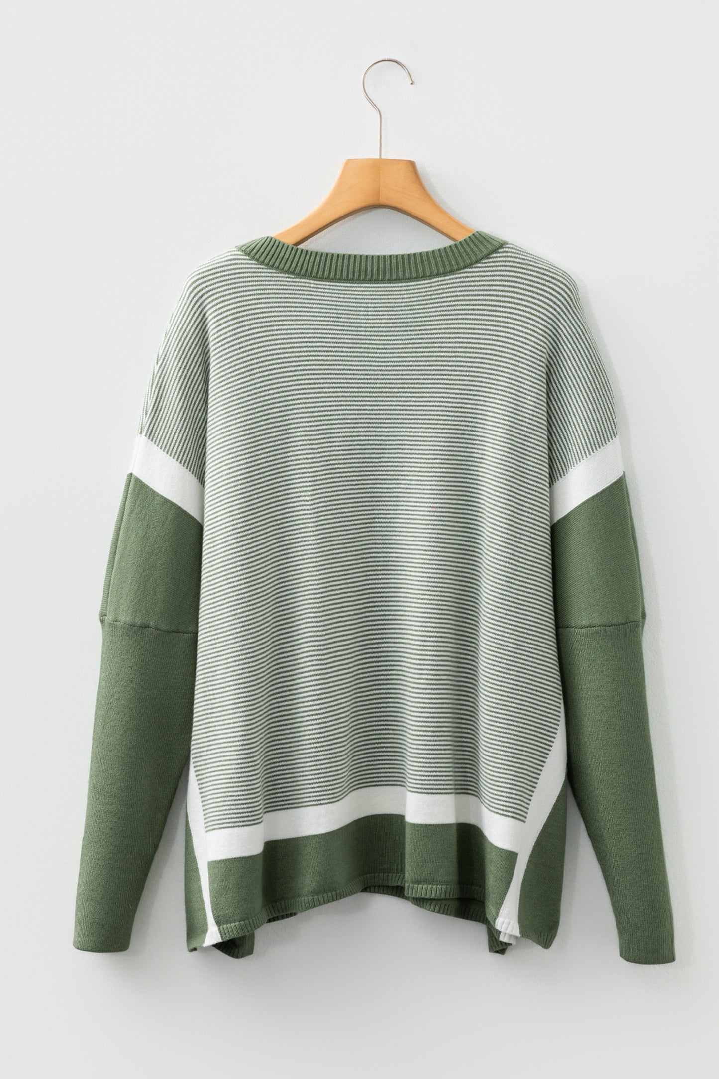 Stripe Colorblock Patchwork Dolman Sleeve Sweater