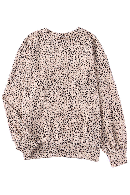 Leopard Puff Sleeve Crewneck Sweatshirt