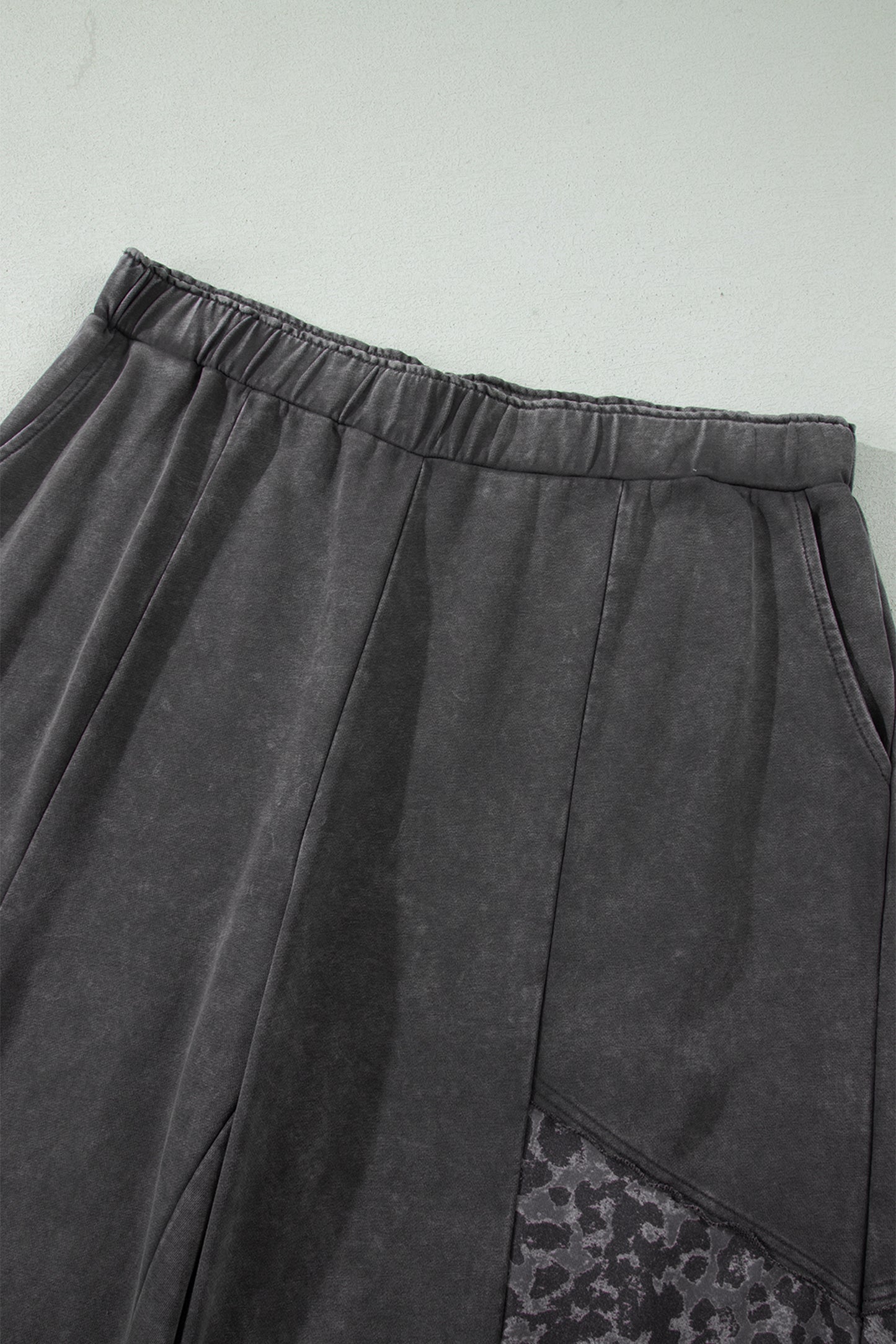 Plus Size Leopard Patchwork Wide Leg Pants