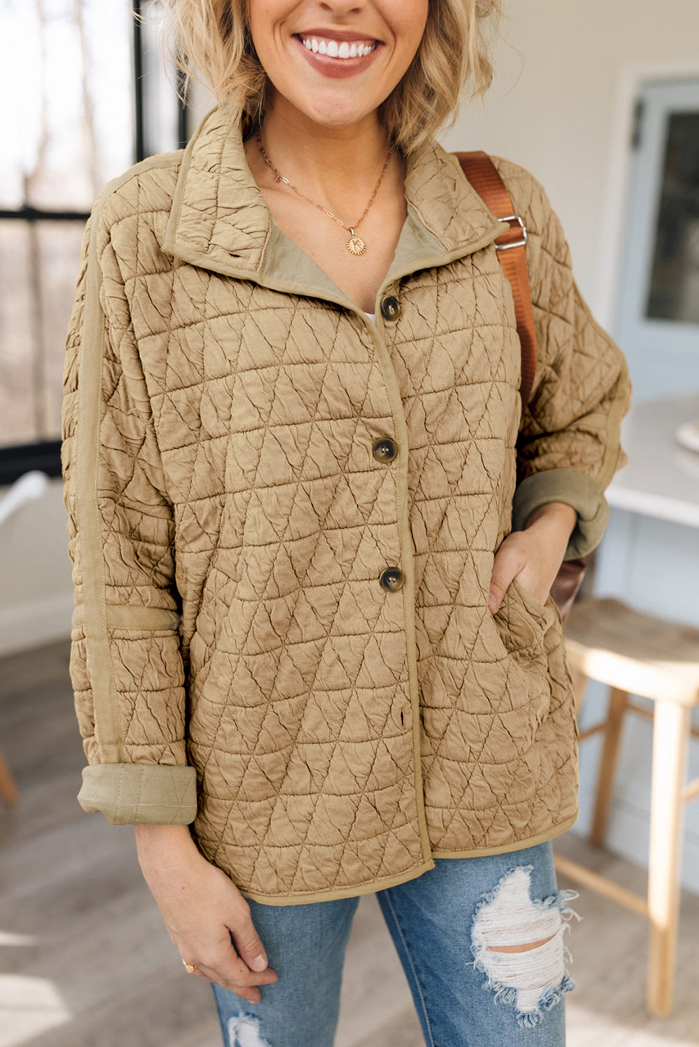 Quilted Button Front Jacket