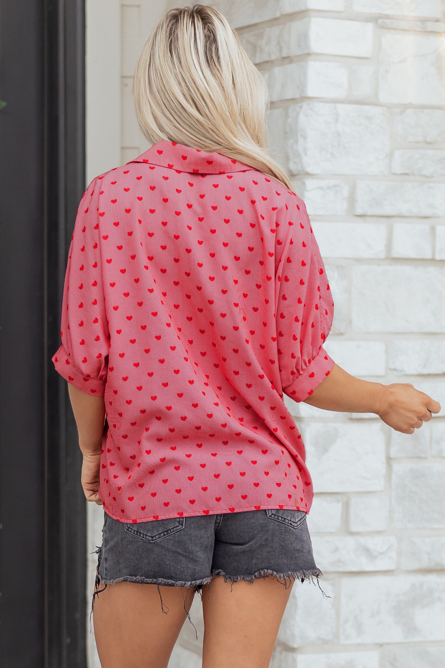 Valentine Heart Short Sleeve Buttoned Shirt