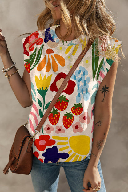 Floral Cap Sleeve T-Shirt