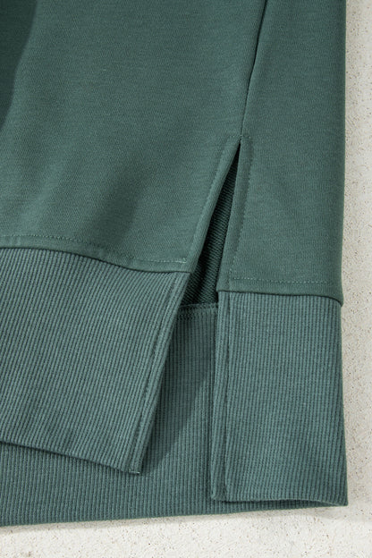 Solid Side Slit Sweatshirt and Leggings Set