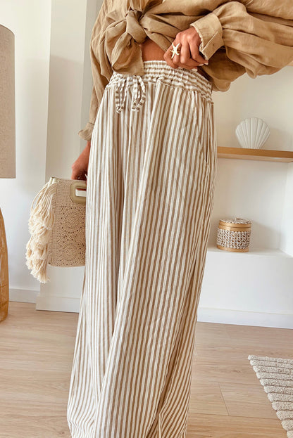 Stripe Wide Leg Drawstring Pants Plus Size