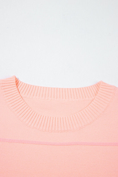 Colorblock Stripe 3/4 Sleeve Drop Shoulder Sweater
