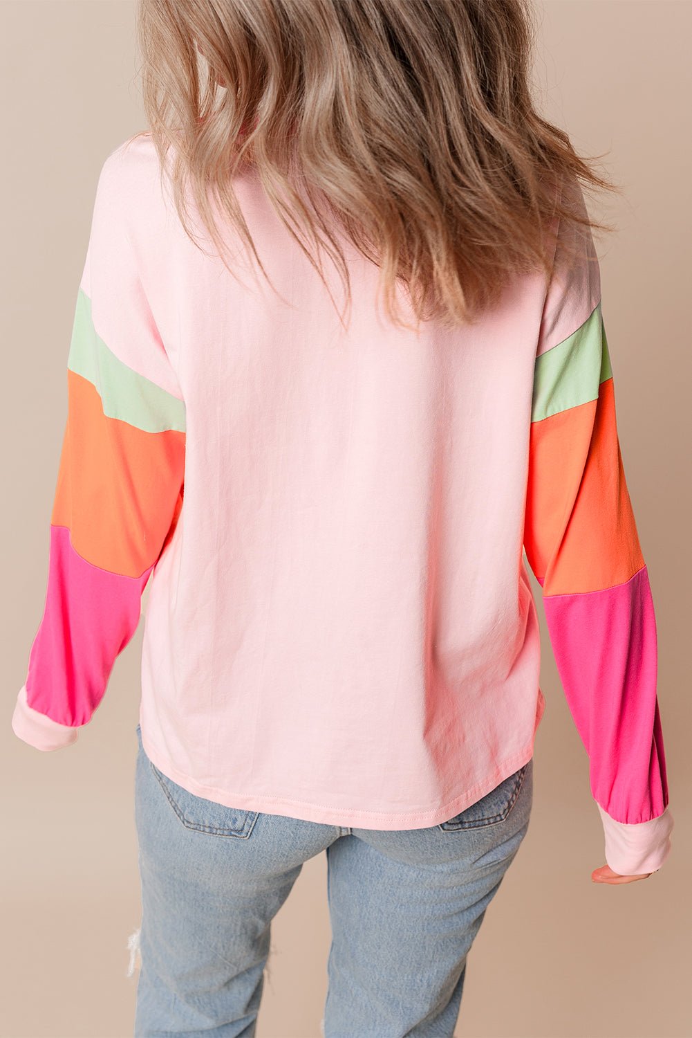 Colorblock Patchwork Long Sleeve Top