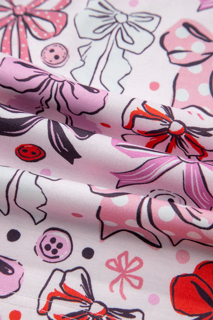 Polka Dot Bow Tie Shirt and Shorts Pajama Set