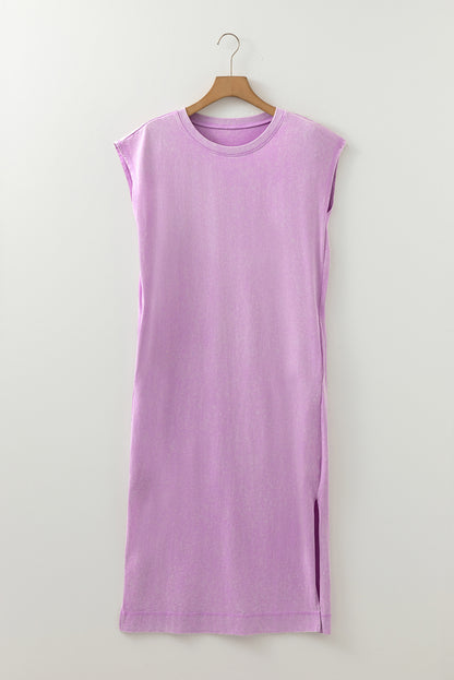 Mineral Wash Pocketed T-shirt Maxi Dress