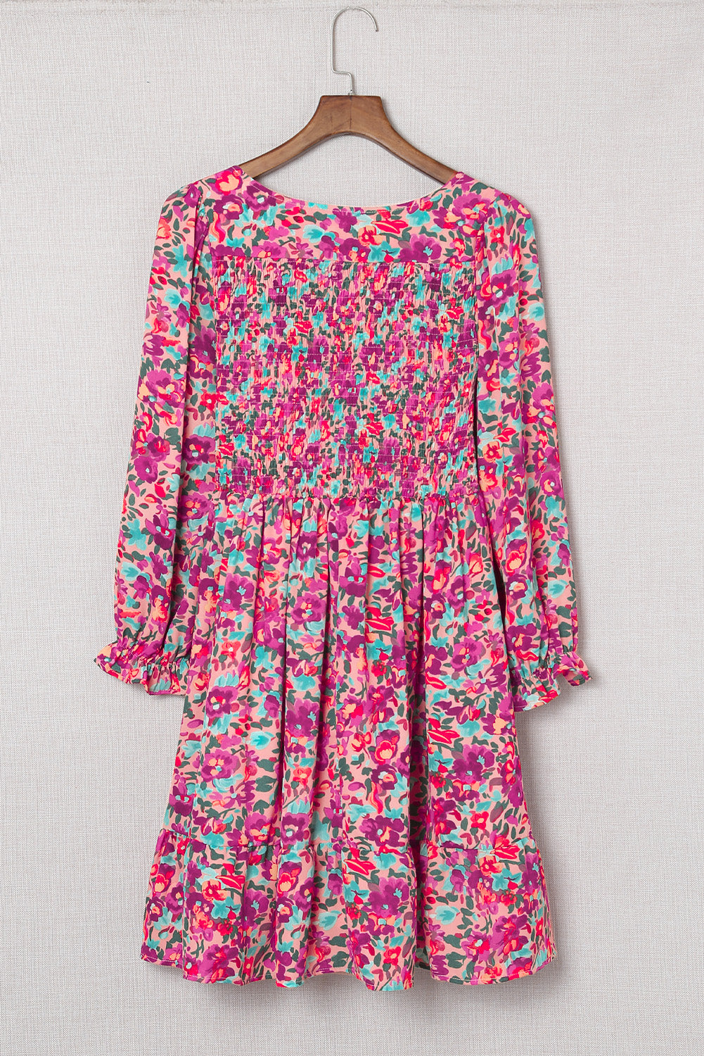 Floral V-Neck Puff Sleeve Dress