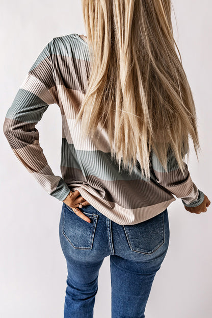 Colorblock Stripe Long Sleeve Top