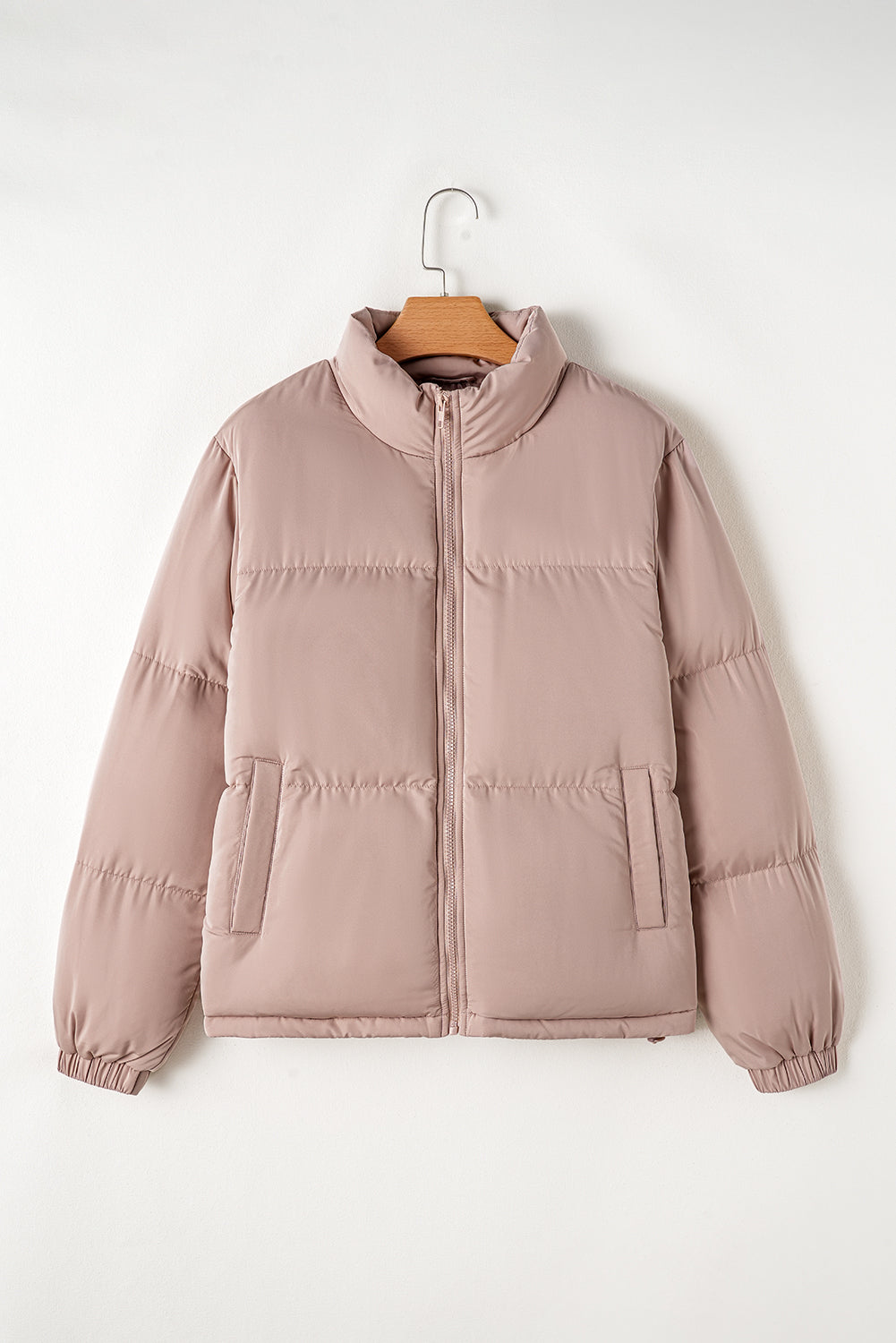 Quilted Zip-Up Pocketed Puffer Jacket