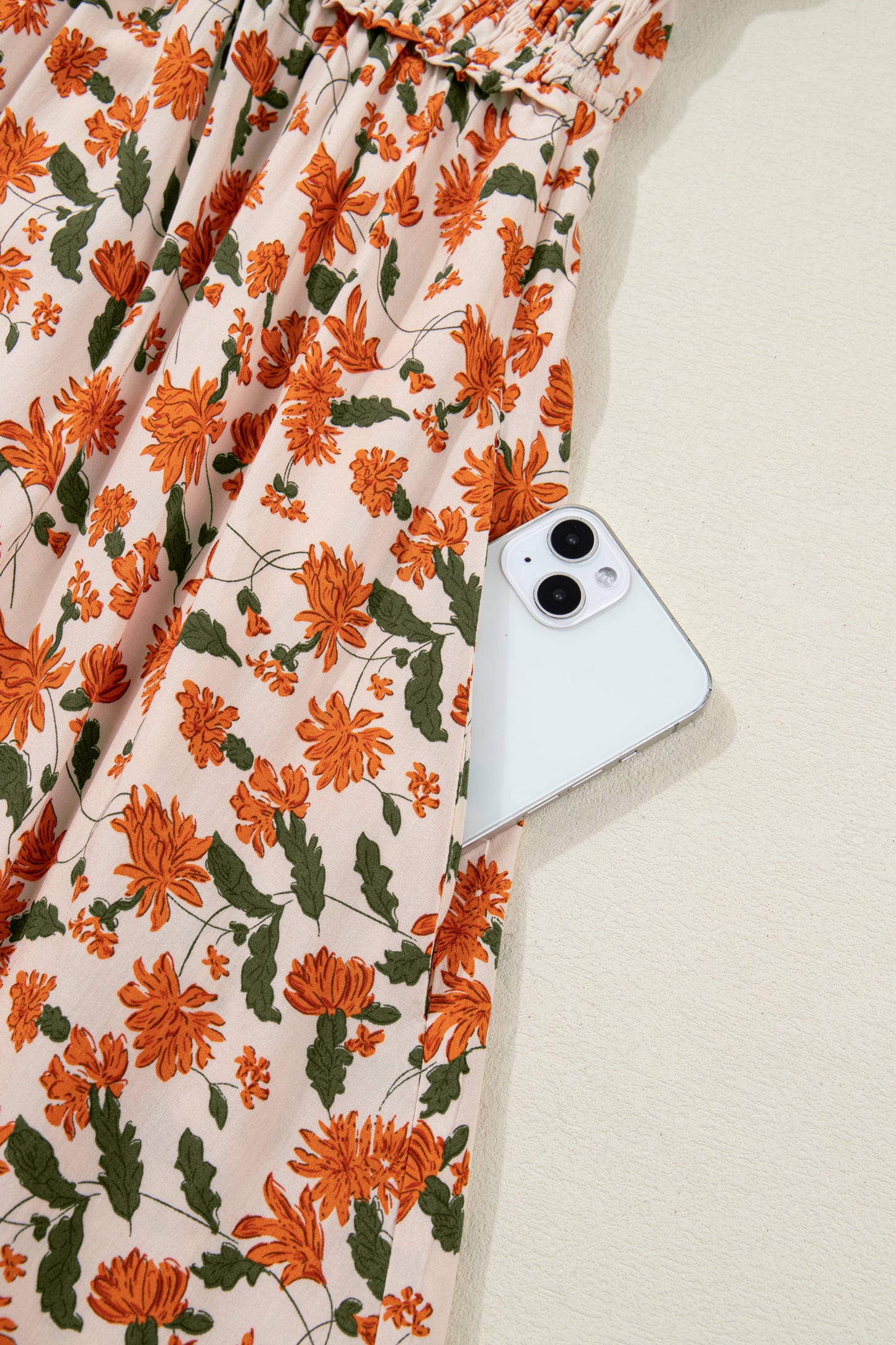 Plus Size Floral Long Sleeve V-Neck Babydoll Dress