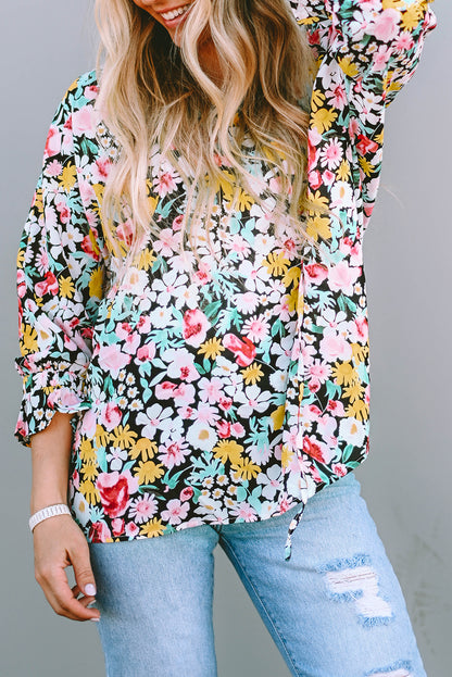 Floral 3/4 Puff Sleeve Blouse