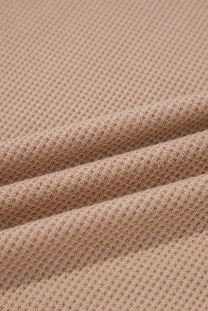 Colorblock Waffle Textured Henley Top