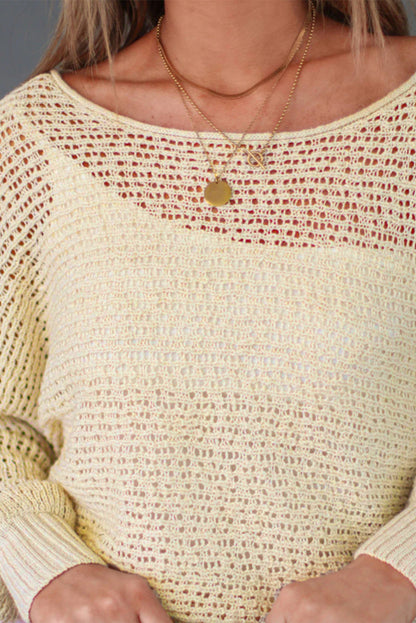 Hollowed Knit Boatneck Sweater