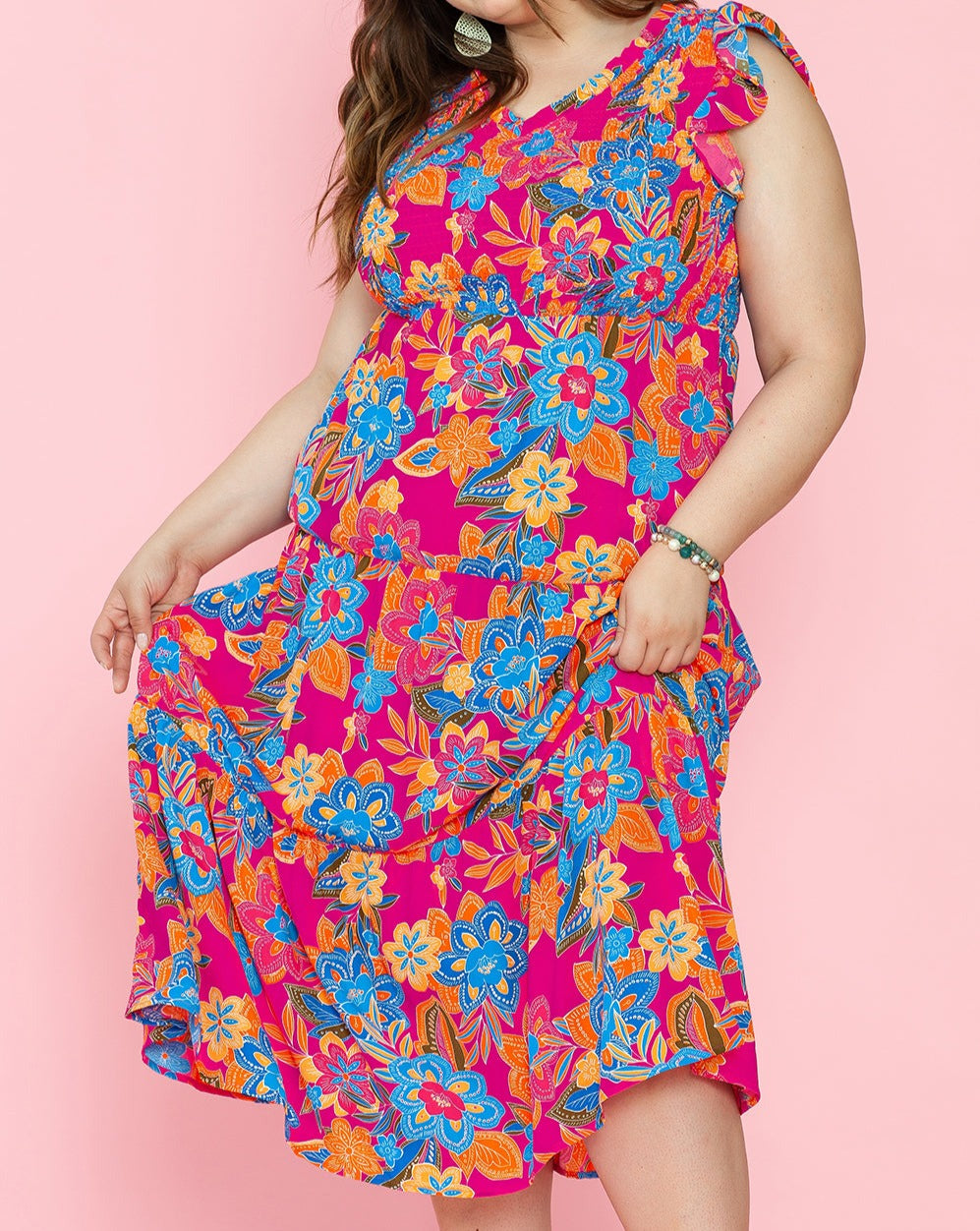 Floral Flutter Sleeve Maxi Dress Plus Size