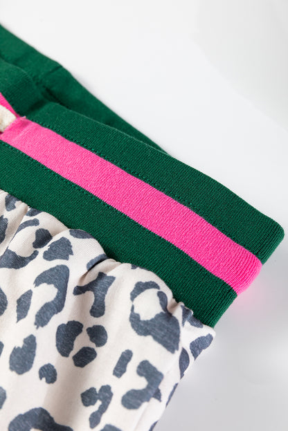 Leopard Long Sleeve V-Neck Top and Pant Set