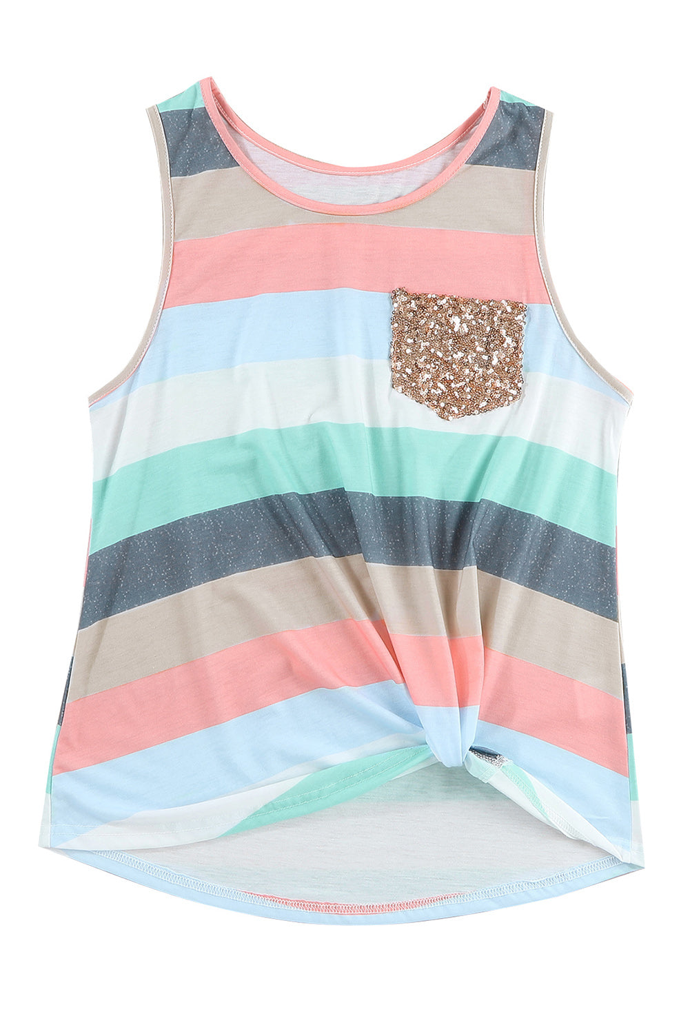 Stripe Sequin Pocket Tank Top