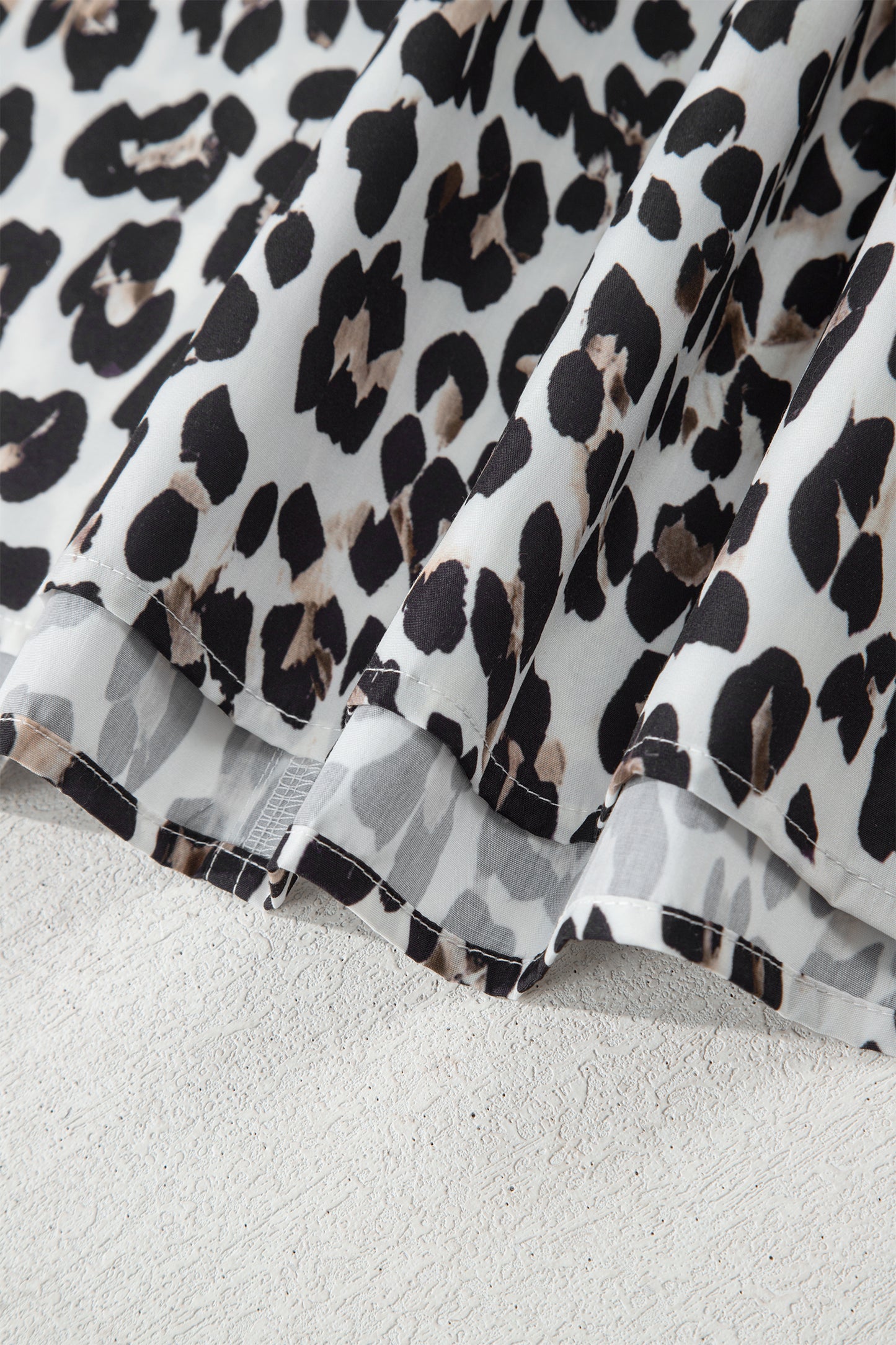 Plus Size Leopard Contrast Trim Half Button Top