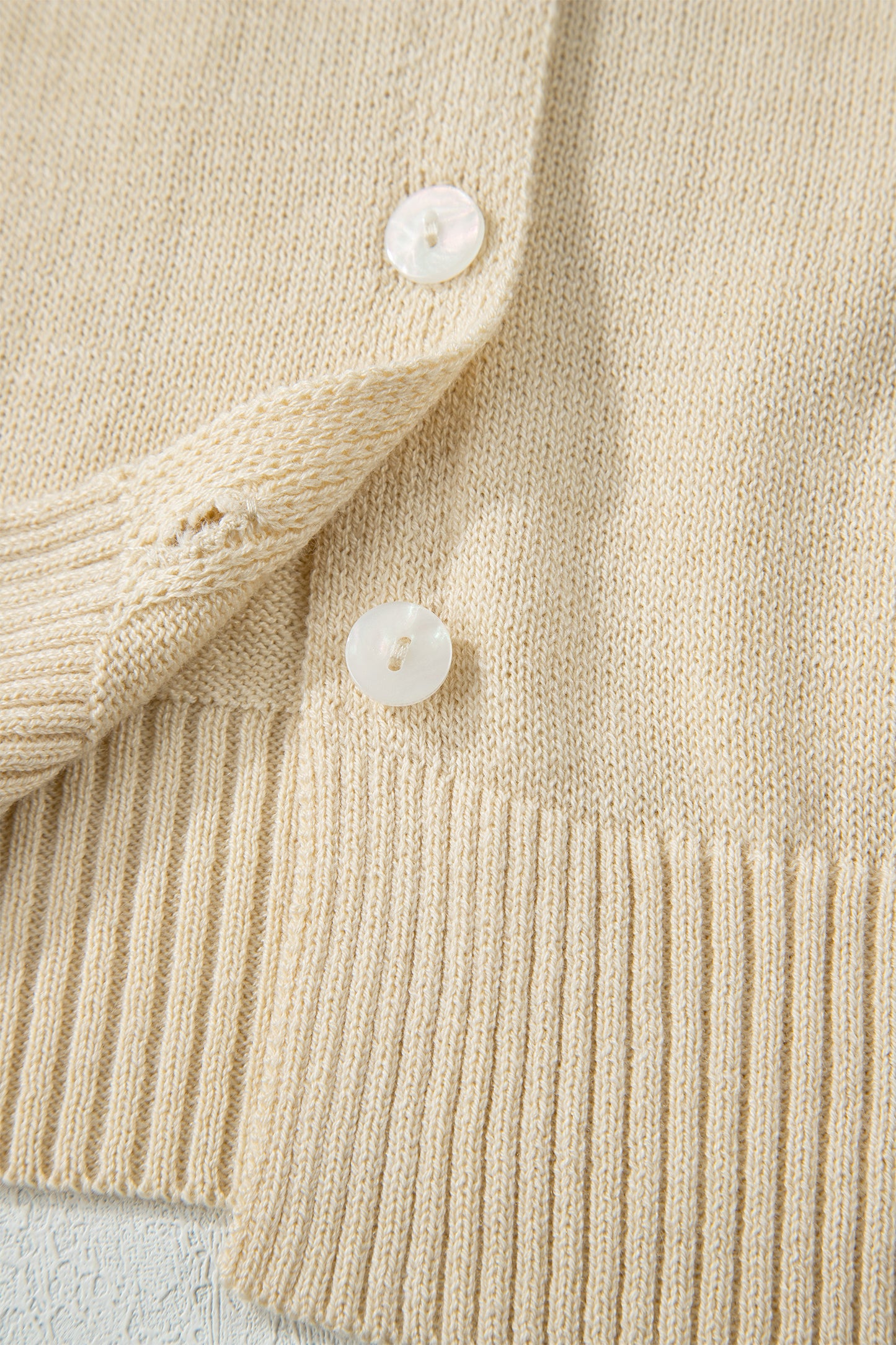 Solid Button-Front Rolled Hem Sweater Top