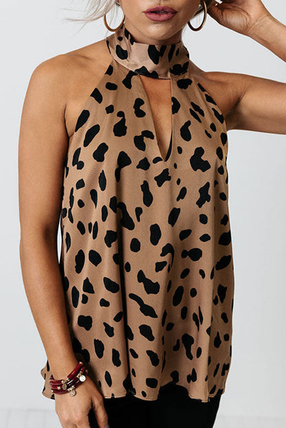 Leopard Keyhole Halter Tank Top