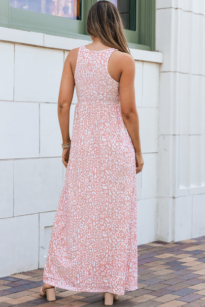 Leopard Pocketed Sleeveless Maxi Dress