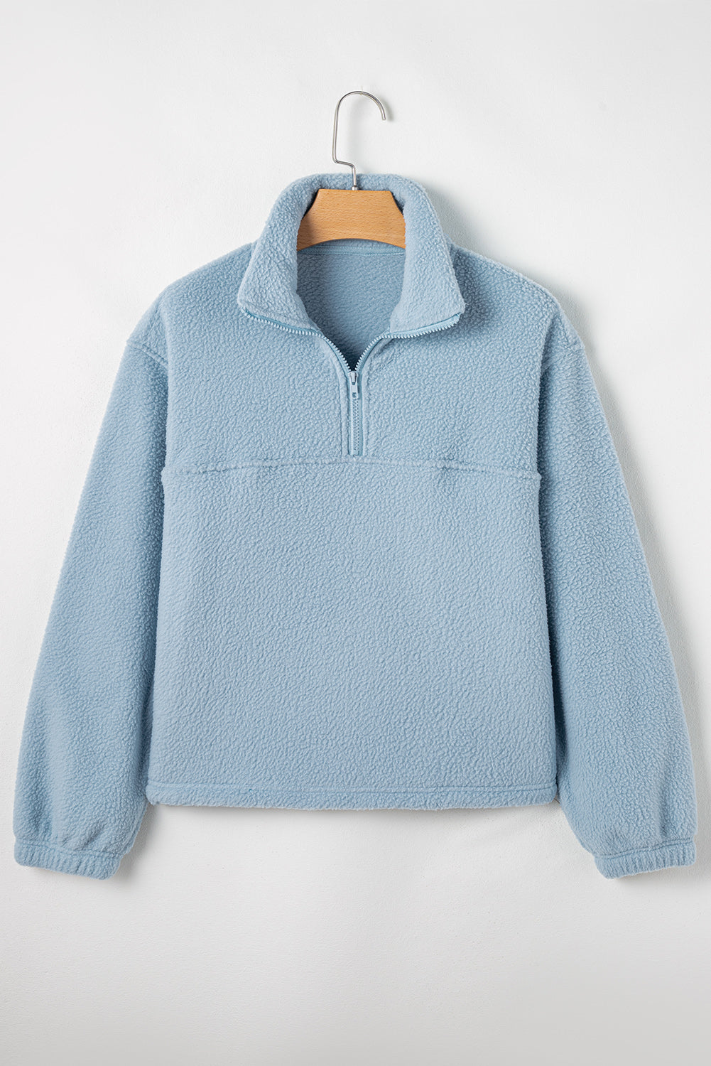 Collar Zip-up Drop Shoulder Sweatshirt