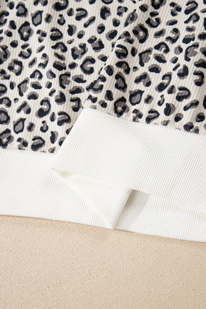 Leopard Corduroy Quarter-Zip Sweatshirt