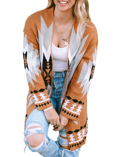 Aztec Open Front Cardigan