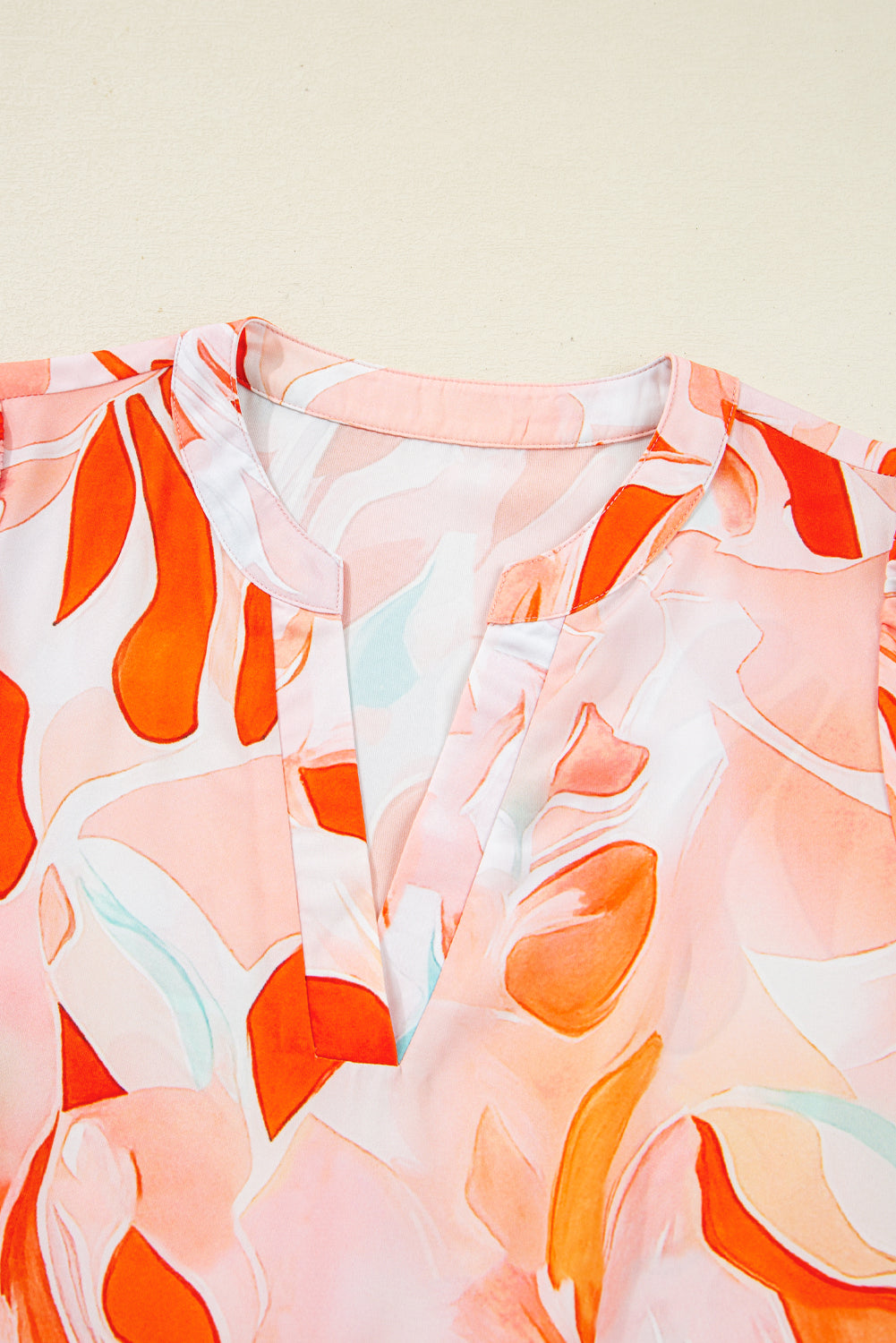 Abstract Split Neck Long Sleeve Dress