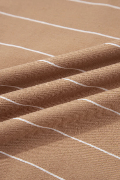 Stripe Short Sleeve Side Slit Maxi Dress